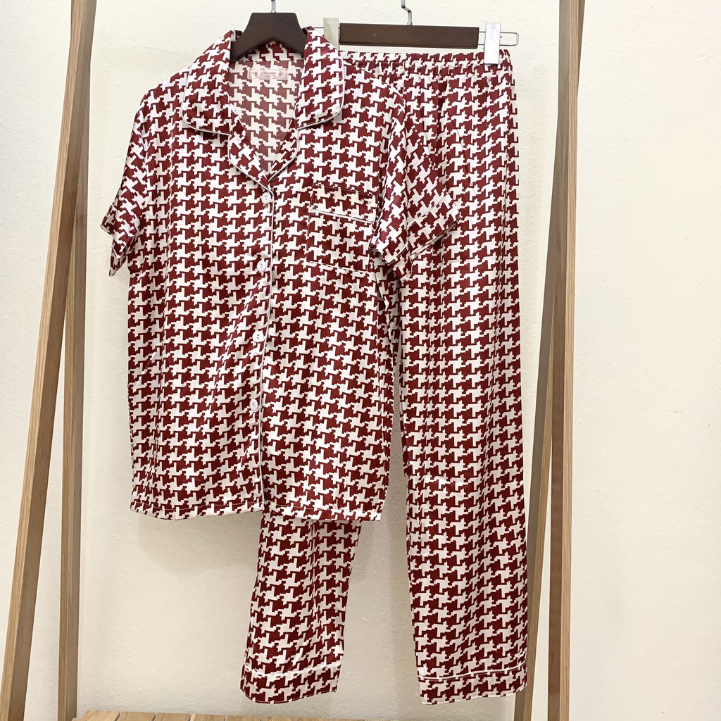 Pijama- Bộ Ngủ lụa áo cộc quần dài nhiều màu vải đẹp sang trọng CDLP01