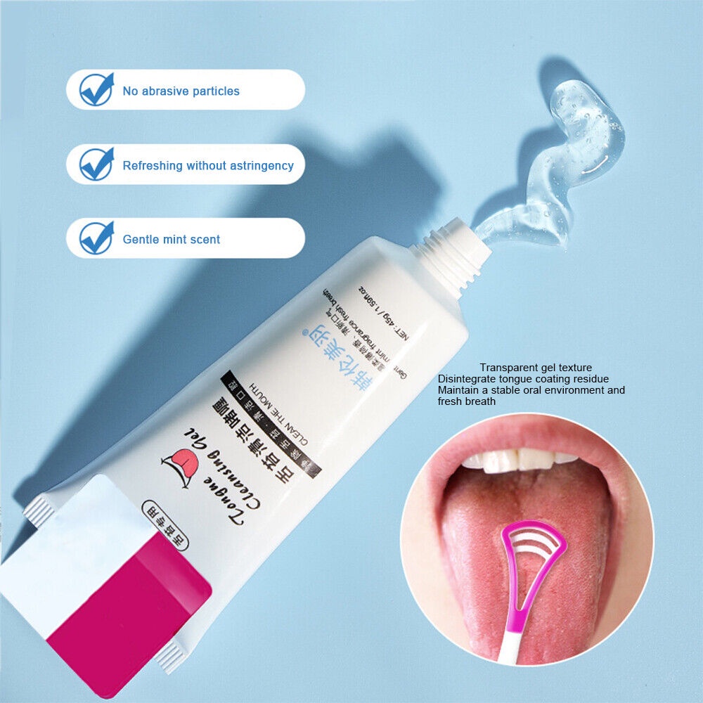 Gel Vệ Sinh Lưỡi Chiết Xuất Bạc Hà Tươi Mát 45g Kèm Cọ Vệ Sinh Răng Miệng Hiệu Quả Màu Sắc Ngẫu Nhiên