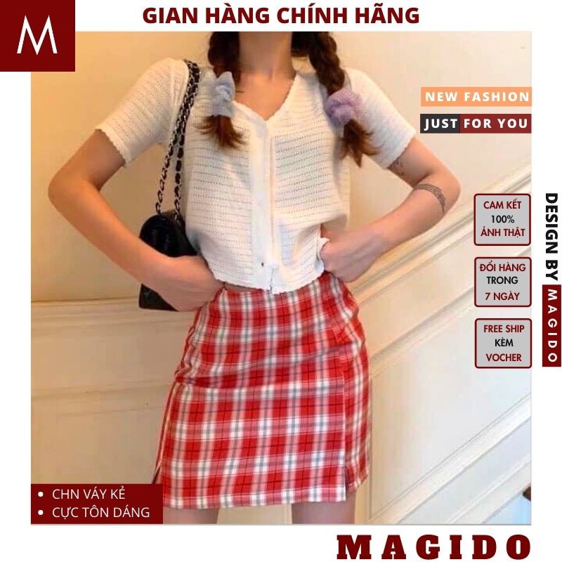 Chân Váy Chữ A Kẻ Caro 💚 Chân Váy Nữ Dáng Ngắn Kẻ Ô 2 Màu ,cực dễ thương phong cách bánh bèo vintage hot girl MAGIDO | BigBuy360 - bigbuy360.vn