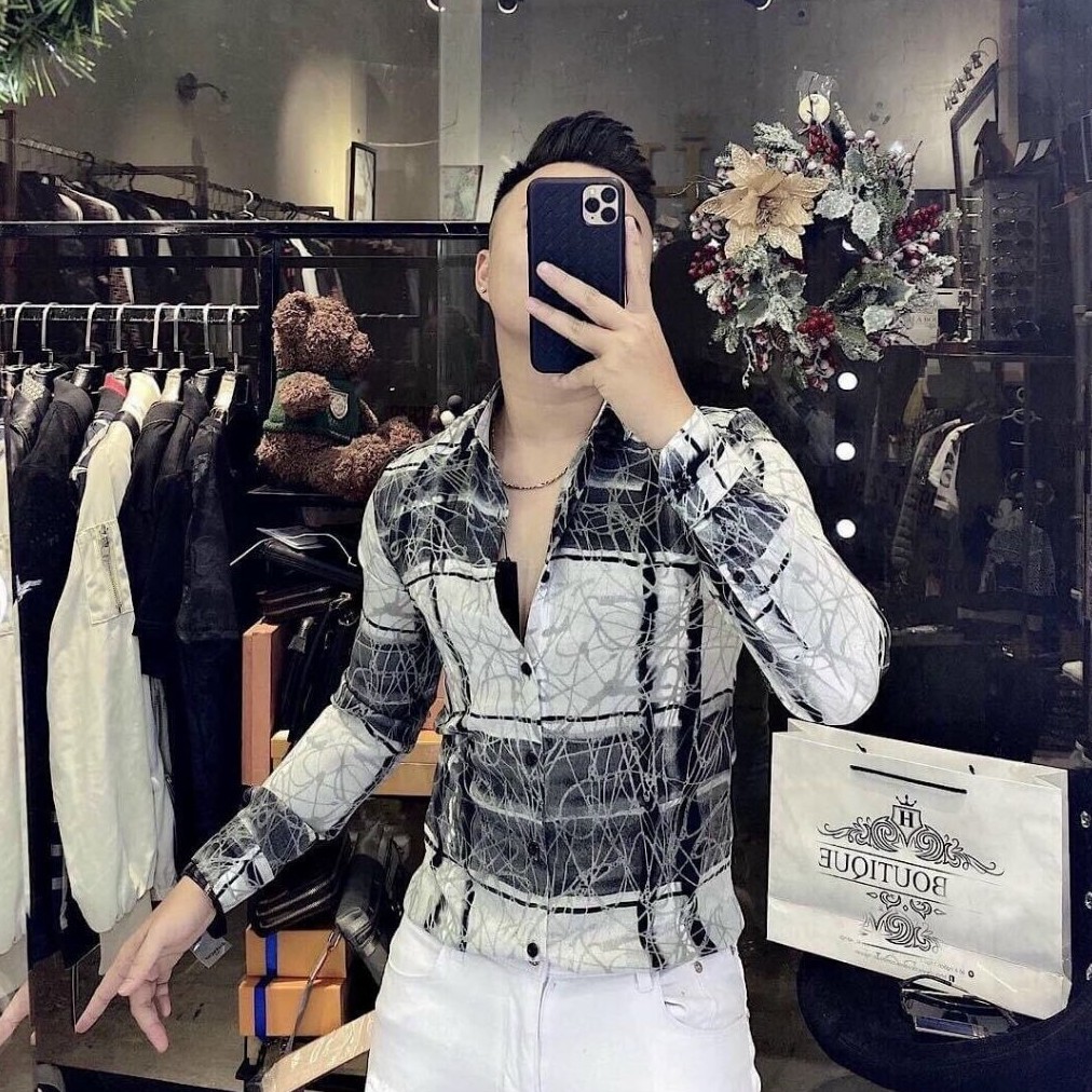 Áo Sơ Mi Nam DRAU Tay Dài đẹp hàn quốc DR368XM Sọc Caro Vuông Đen | BigBuy360 - bigbuy360.vn