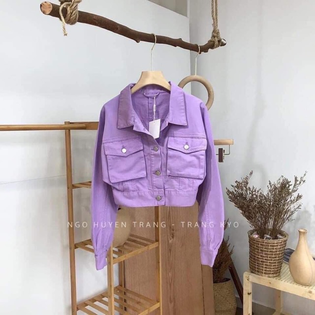 Áo khoác kaki túi hộp dáng lửng