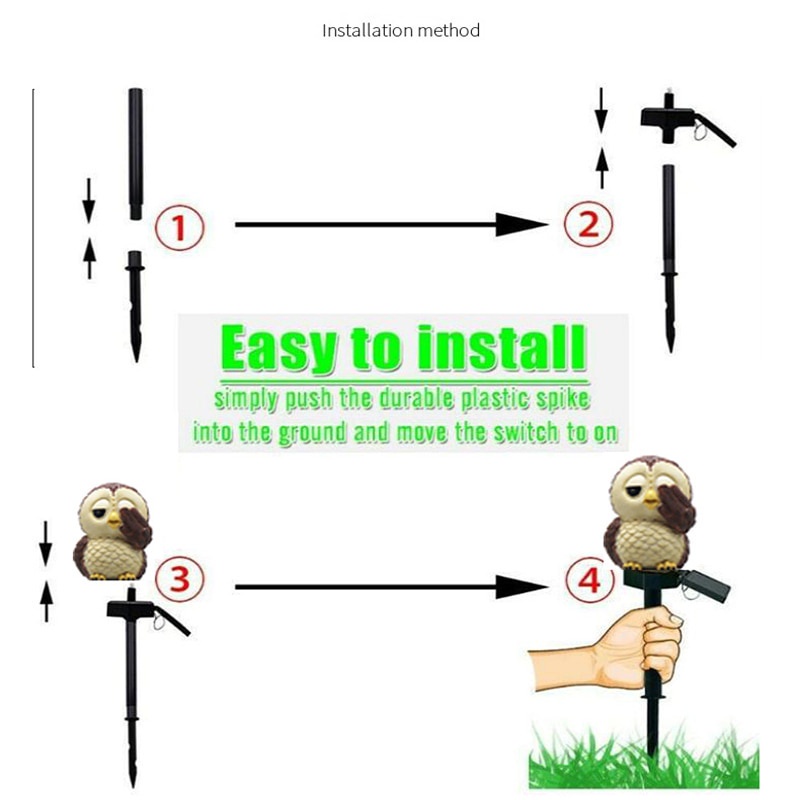 Đèn LED 4 Loại Hình Chim Cú Chạy Bằng Năng Lượng Mặt Trời Chống Thấm Nước Dùng Trang Trí Sân Vườn