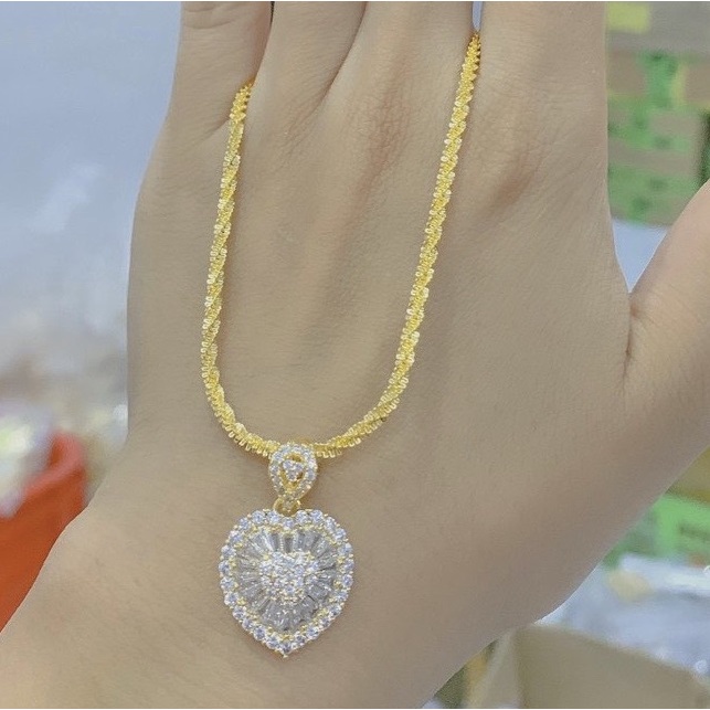 Dây chuyền nữ mạ vàng 18k,24k Mẫu trái tim 100LL181021 - Bao hoàn tiền, đổi trả trong 07 ngày
