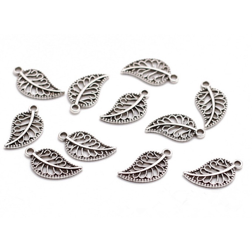 Set 10 Mặt Dây Chuyền Hợp Kim Kẽm Hình Chiếc Lá Phong Cách Vintage