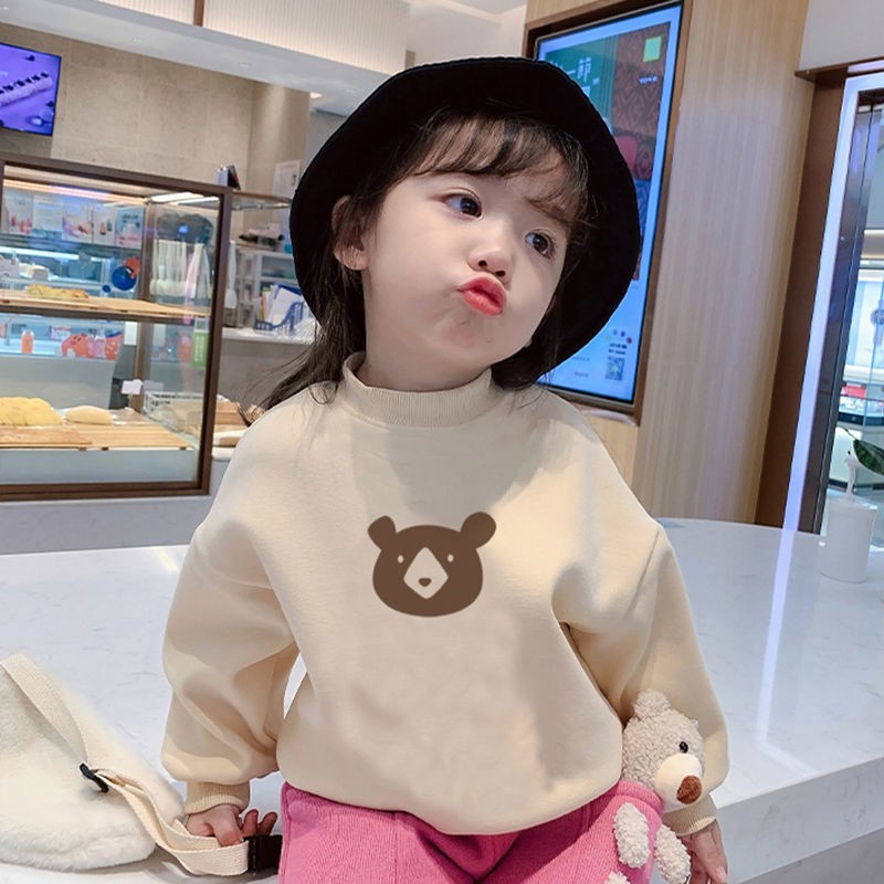 ❤Áo Nỉ Tay Dài Lót Lông Cừu Dày Dặn In Họa Tiết Hoạt Hình Thời Trang Hàn Quốc 2021 Cho Bé Gái