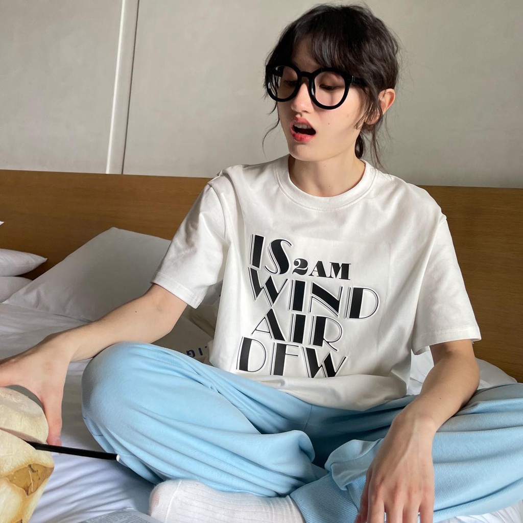 Áo Thun Cotton Cổ Tròn Tay Ngắn Dáng Rộng In Chữ Phong Cách Harajuku Thời Trang Mùa Hè Hàng Mới Dành Cho Bạn Nữ 2022