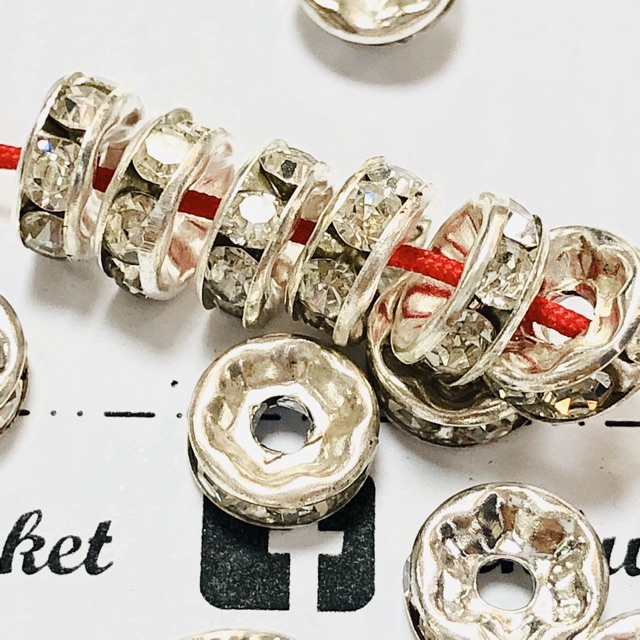 10 charm đá size 6mm, 8mm vàng bạc mix vòng hạt, vòng chuỗi, hoa tai