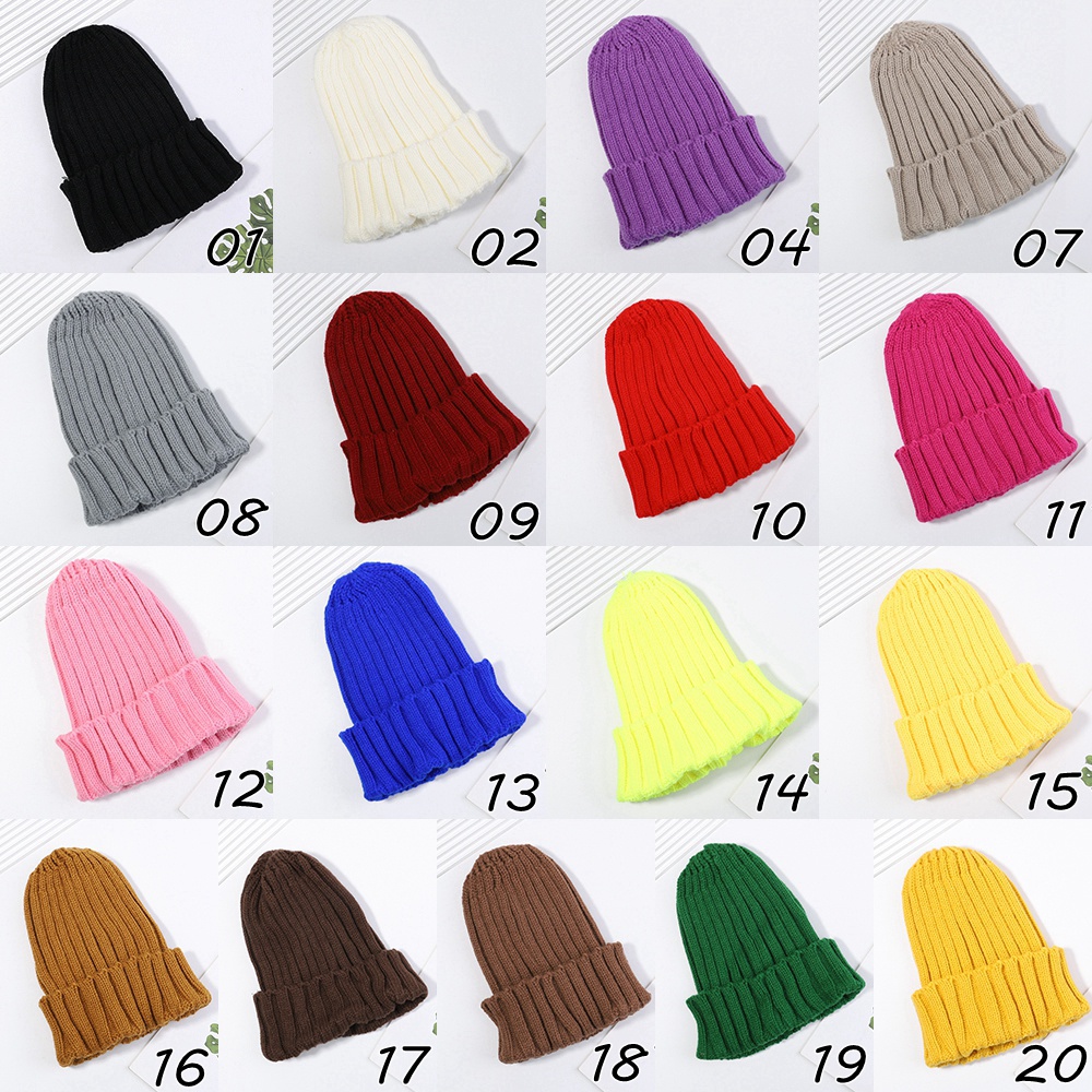 KIDSBOWS Mũ Beanie Dệt Kim Màu Trơn Giữ Ấm Mùa Đông Cho Nam Nữ