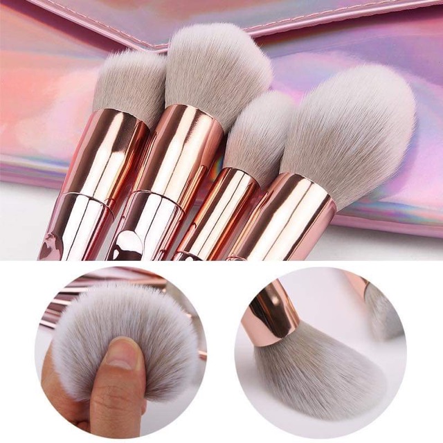 Bộ 10 cọ trang điểm cơ bản kèm túi holo