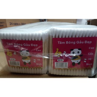 Tăm bông gỗ Gấu Đẹp chất lượng cao gói 80 cái