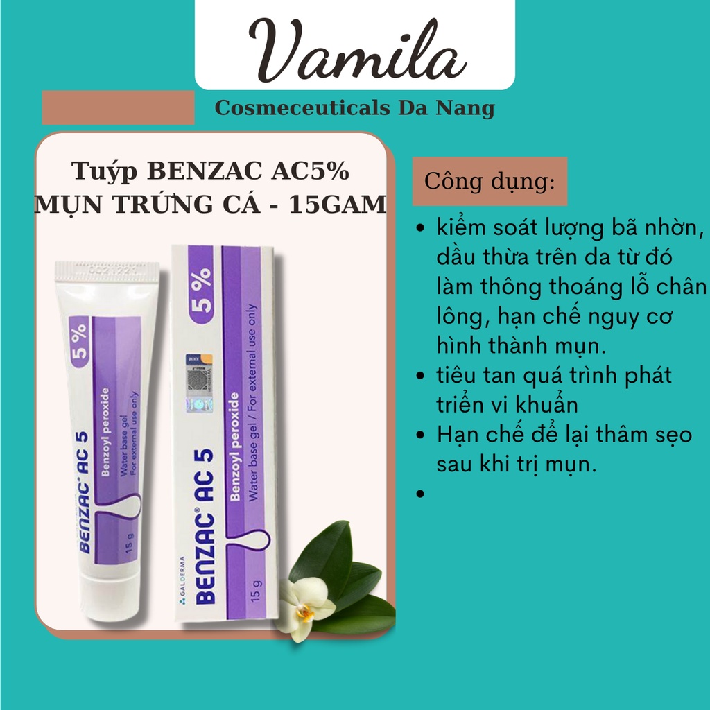 Benzac AC 5% 15g Kem Hỗ Trợ Ngừa Mụn Trứng Cá Hiệu Quả Giảm Thâm Mụn Tốt