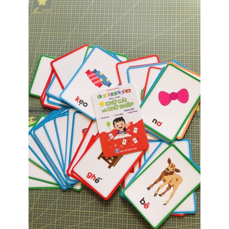 bộ thẻ flashcard chữ ghép chữ cái chữ số cho bé học tiếng việt khổ lớn 10x15 cm