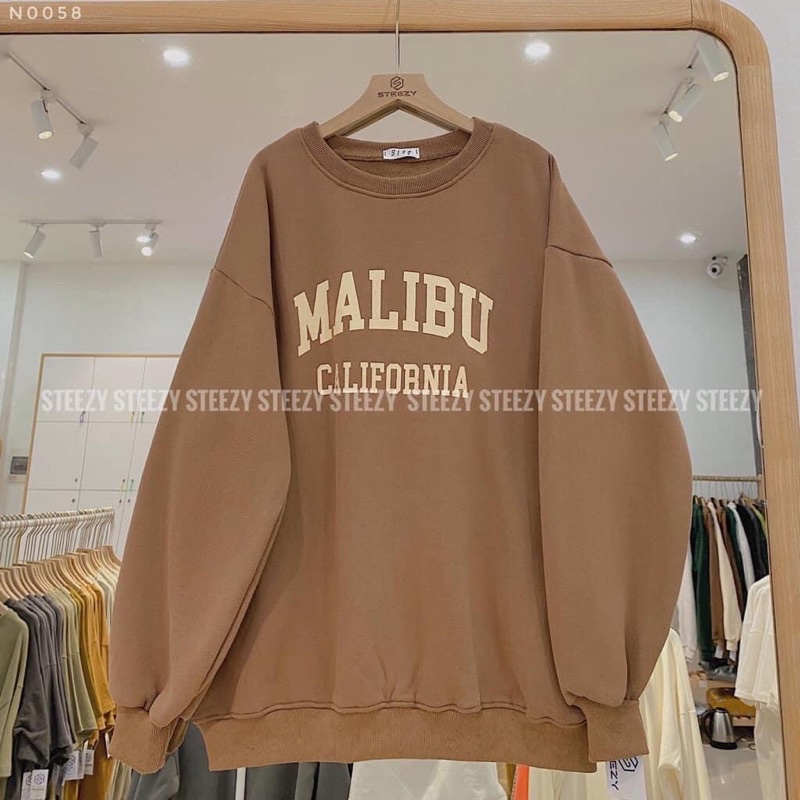 - - ÁO NỈ SWEATER IN CHỮ MALIBU - - mẫu hot M.malibu-