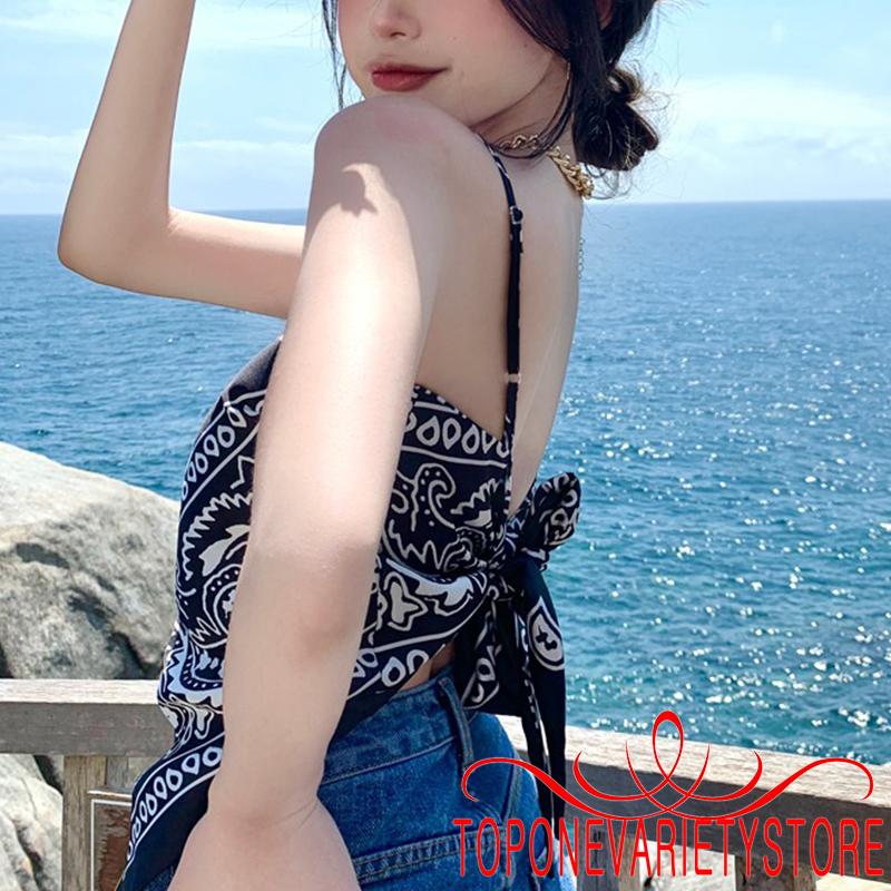 Áo Lửng Hai Dây In Họa Tiết Thời Trang Quyến Rũ Dành Cho Nữ | BigBuy360 - bigbuy360.vn