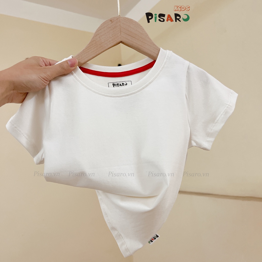 Áo phông ngắn tay trơn bé trai bé gái PISARO KIDS, Áo thun hè cho bé chất vải Cotton cao cấp co giãn mềm mại