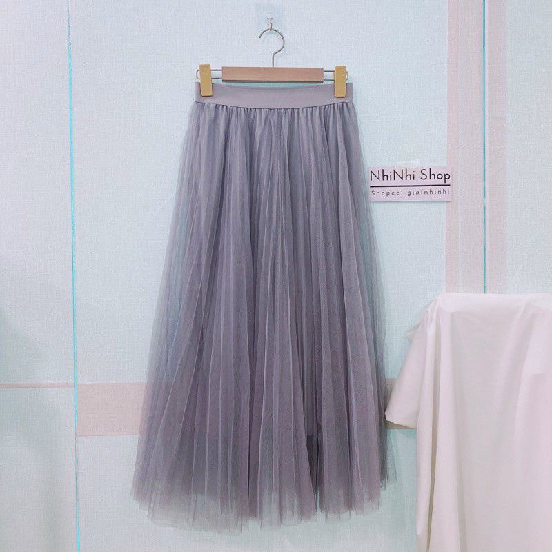 Chân váy voan dáng dài 3 lớp hàng QC