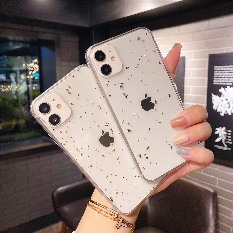 Gold foil phone case Suitable for Iphone 12 Pro Max / Iphone 11 Pro Max / Xr / xs / Xs Max / 7plus / 8plus / 6 Plus / Se 2020 shockproof  Vỏ iPhone