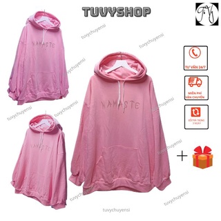 Áo Hoodie Nữ TUVY Áo Nỉ Túi Bụng mũ 2 lớp nỉ ngoại dày ấm in chữ Namaste pet 5D giá rẻ form rộng màu be tím hồng hot