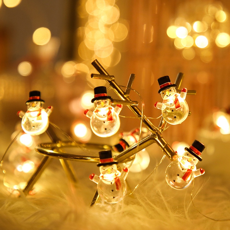 2m Dây Đèn Led 20 Bóng Hình Người Tuyết / Ông Già Noel Hoạt Hình Trang Trí Tiệc Giáng Sinh Lãng Mạn