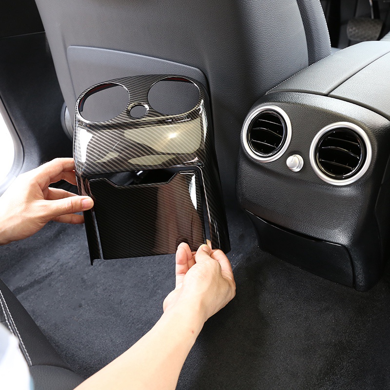 Set 2 Ốp Viền Máy Điều Hòa Xe Hơi Mercedes Benz W205 C Class C-Class 2015-2018 Bằng ABS Họa Tiết Sợi Carbon