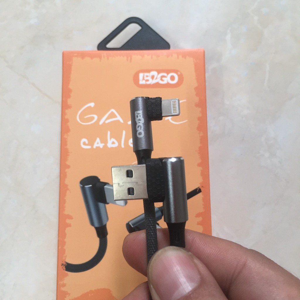 Cáp Sạc iphone B2GO Dây Dù 1M Siêu Bền Chân Ngang Chữ L Hỗ Trợ Chơi Game [ bảo hành 6 tháng]