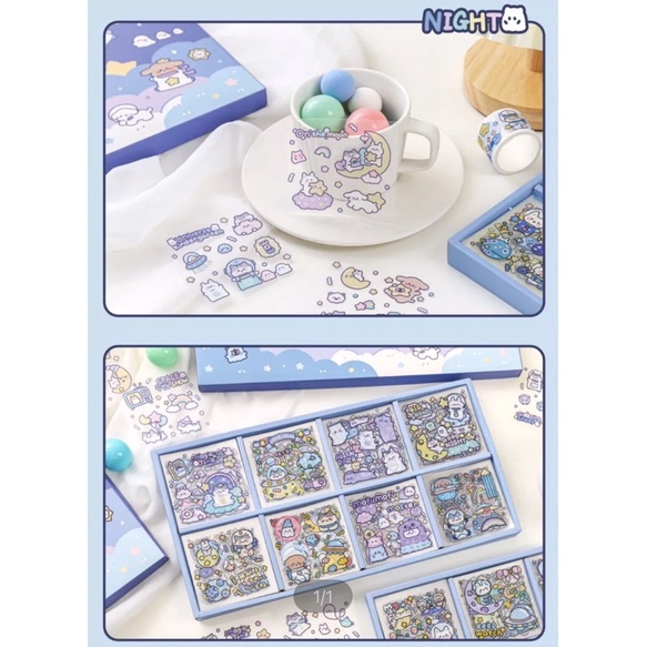 Hộp 100/200 tờ hình dán sticker pet Vũ trụ tinh cầu - Có tách lẻ 50 tờ