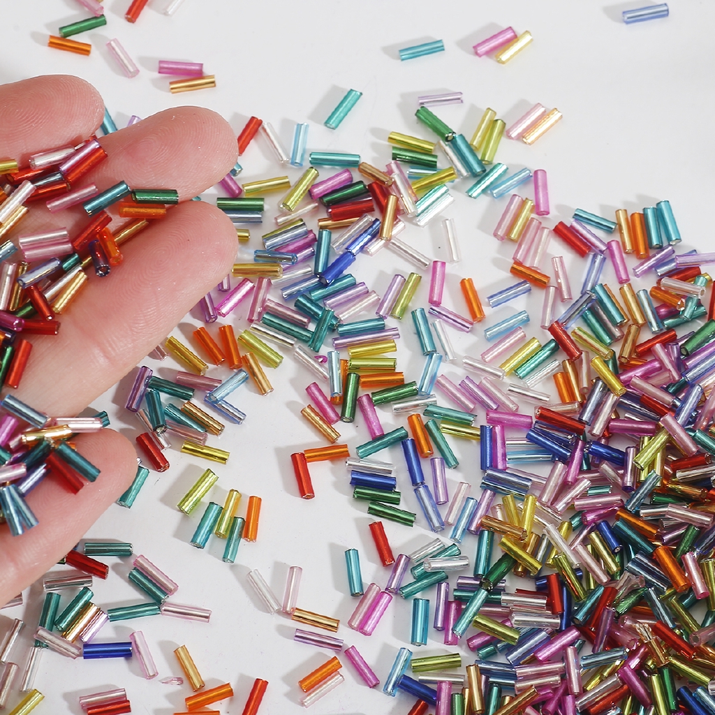 Bộ 300 hạt ống thủy tinh 19 màu dùng làm đồ trang sức thủ công 2x7mm