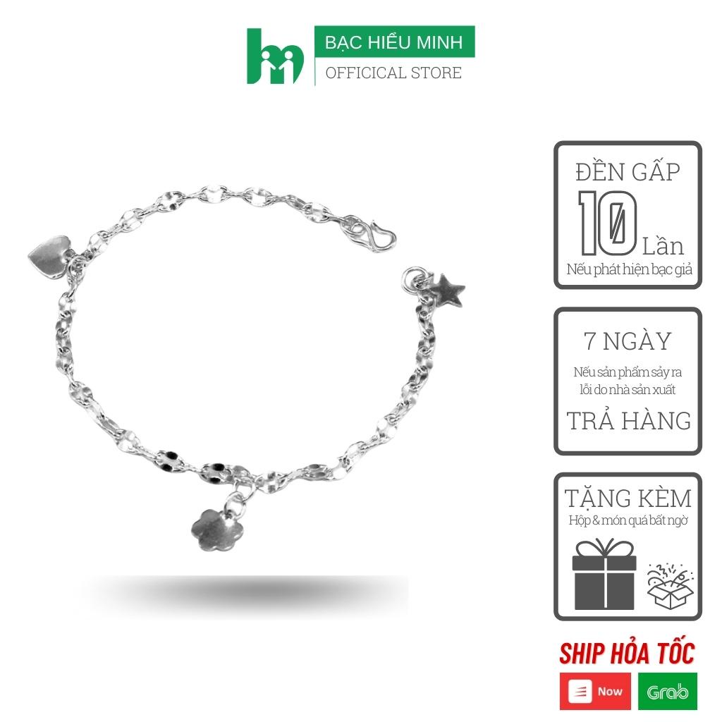 Vòng tay nữ BẠC HIỂU MINH LTU015 mix hoạ tiết nữ tính xinh xắn