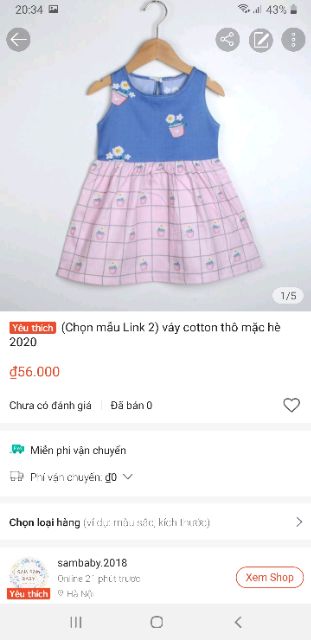 ( Link 1/2) Váy cotton thô mặc hè mẫu mới nhất hè 2021 cho bé
