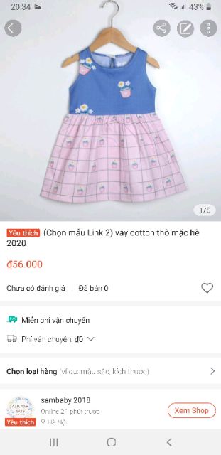 ( Link 1/2) Váy cotton thô mặc hè mẫu mới nhất hè 2021 cho bé