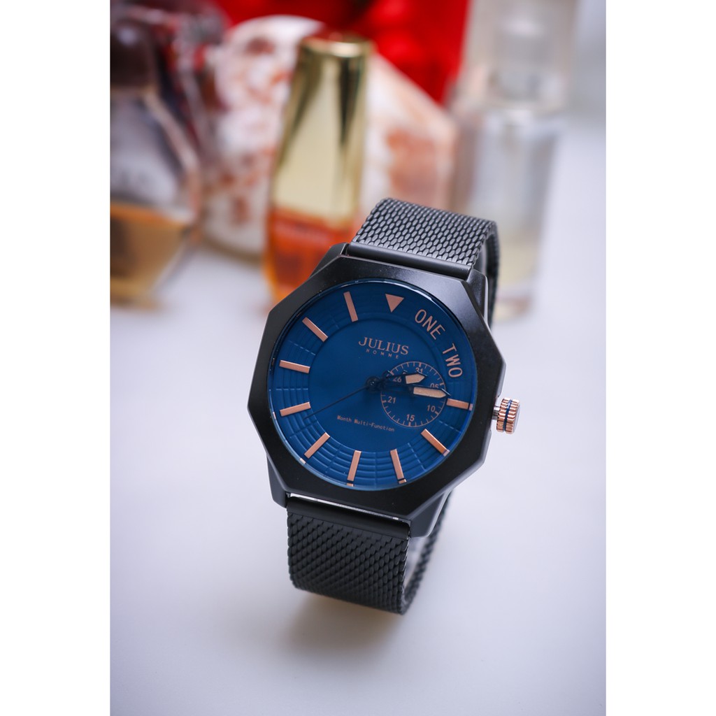 Đồng hồ nam Julius Homme Hàn Quốc JAH-126 dây thép có lịch