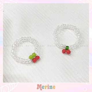 Nhẫn hạt cườm hình cherry handmade đáng yêu - merine