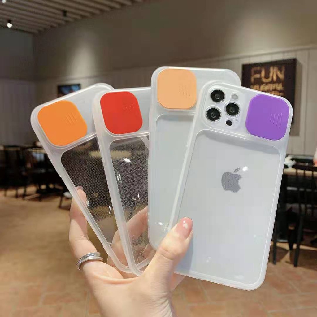 Ốp Điện Thoại Mềm Trong Suốt Có Nắp Trượt Bảo Vệ Ống Kính Máy Ảnh Cho iphone 12 11 Pro Max iphone 6 7p Sự Bảo Vệ