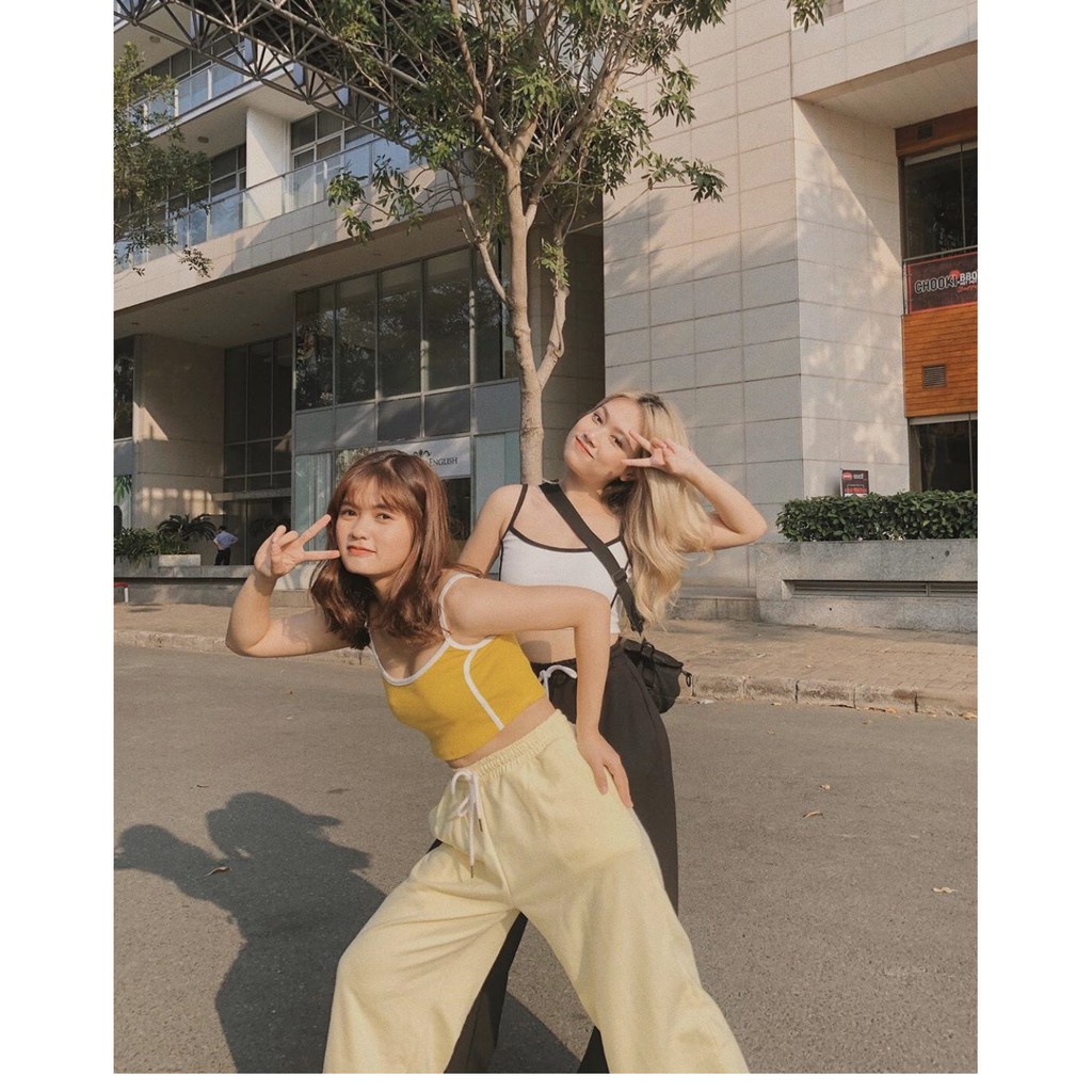 ÁO 2 DÂY SỌC VIỀN CHẤT LEN TĂM CROPTOP ULZZANG NHIỀU MÀU