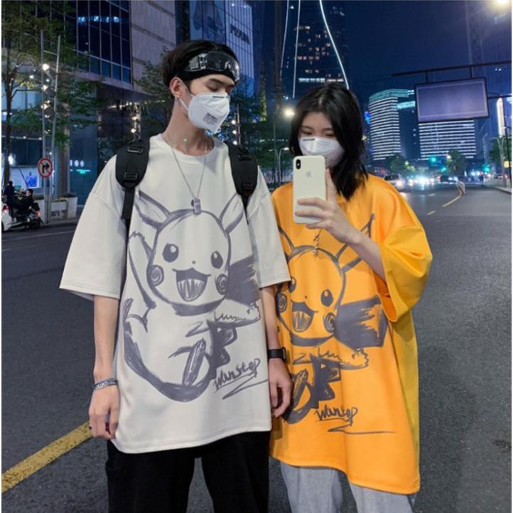 Áo Thun Tay Lỡ Pikachu Form Rộng siêu hot🍁 Unisex nam nữ đều mặc được ྇