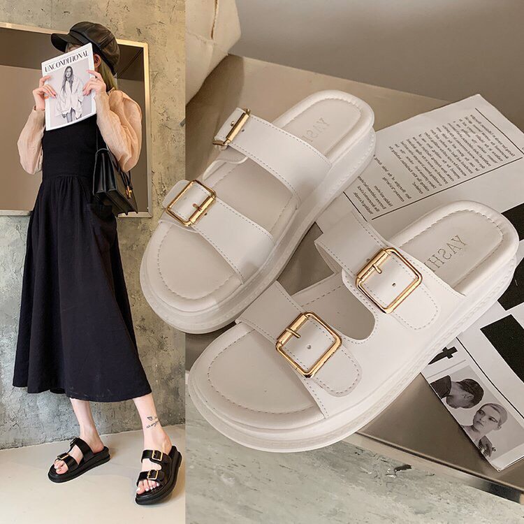 Dép nữ thời trang cao cấp HOTTREND - Dép Bánh Mỳ 2 cầu quai ngang cao 3-4cm