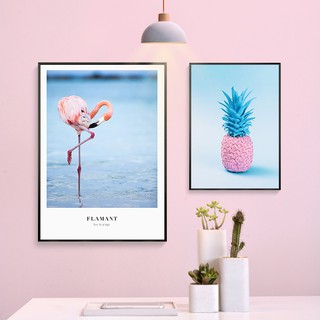 Bộ 2 tranh canvas Hạc hồng và dứa hồng nghệ thuật