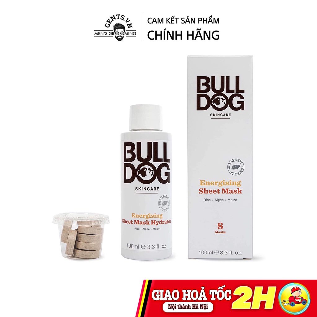 Bộ mặt nạ giấy nén và tinh chất dưỡng da cho nam Bulldog Energising Sheet Mask 100ml