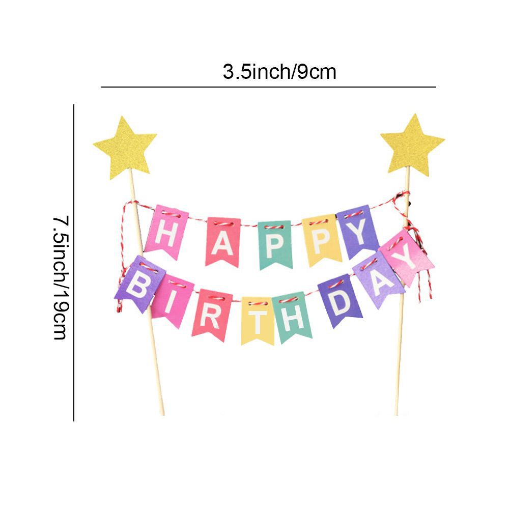Phụ Kiện Trang Trí Bánh Kem Chữ Happy Birthday|Phụ Kiện Trang Trí Bánh Kem Hình Ngôi Sao Nhiều Màu Sắc Dễ Thương
