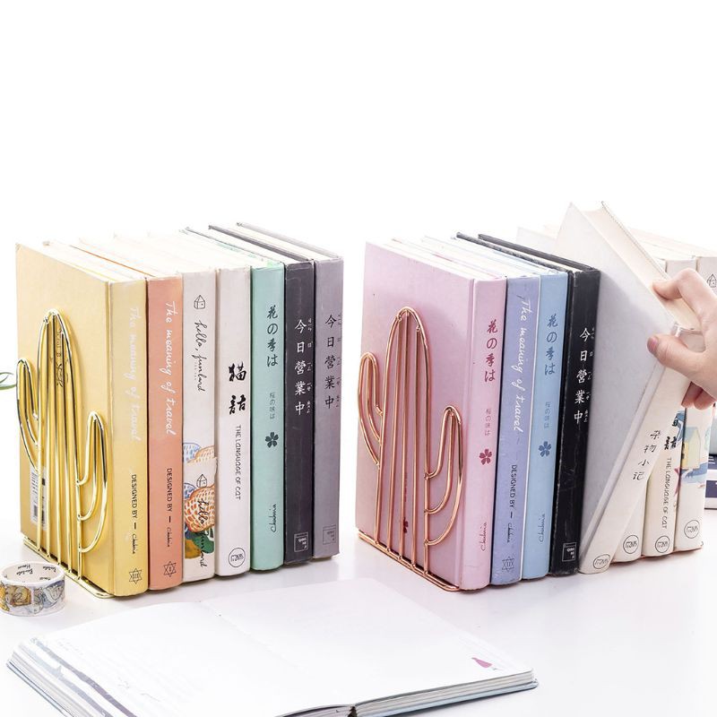 Set 2 Giá Đỡ Sách Bằng Kim Loại Hình Cây Xương Rồng