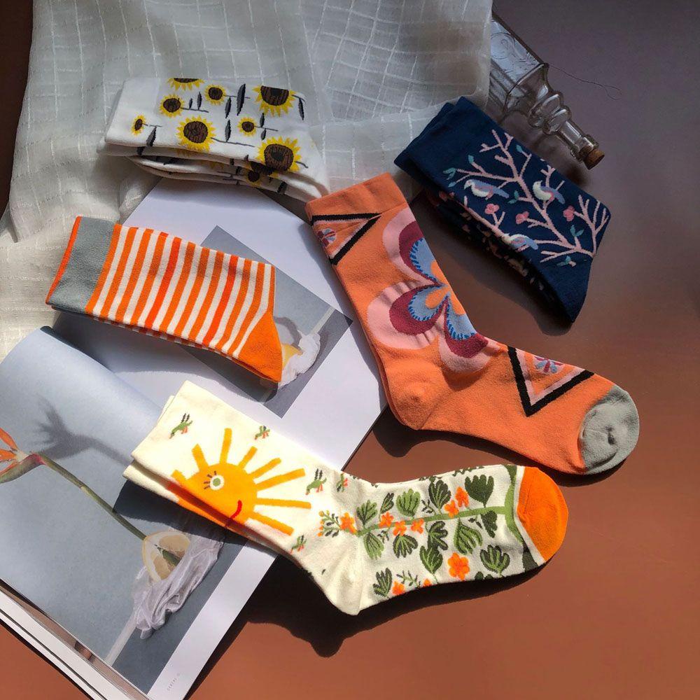 Tất Nữ In Hình Hoa Hướng Dương Dễ Thương VANES1