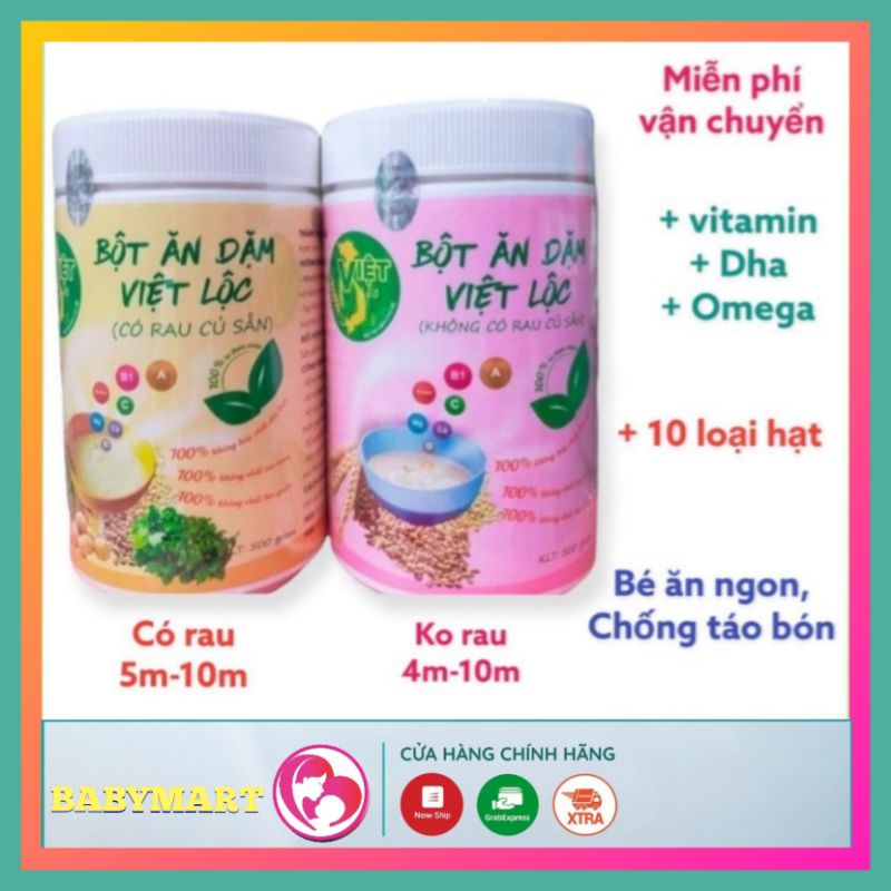 Bột ăn dặm Việt Lộc cho bé chính hãng an toàn,tăng cân, chống táo bón