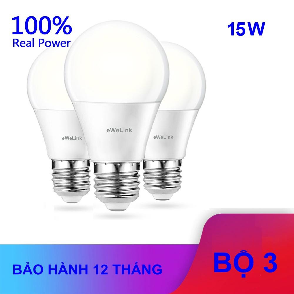 Bộ 3 Bóng Đèn LED 15W Trơn eWeLink