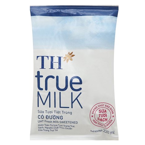 Sữa tươi tiệt trùng có đường TH true MILK bịch 220ml