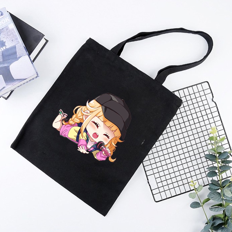Túi tote vải đen trắng đeo vai IN HÌNH KHỔNG MINH THÍCH ĐI QUẨY anime chibi phong cách cá tính