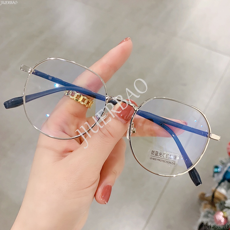 Mắt Kính Chống Bức Xạ Gọng Kim Loại Phong Cách Hàn Quốc Dành Cho Nữ