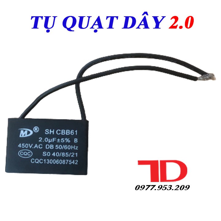 Tụ quạt dây các loại 1.2uf, 2.5uf, 3uf, 3.5uf, 4uf, 6uf ; CAPA quạt