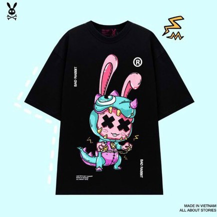 Áo Thun Tay Lỡ Unisex - Áo Thun Nam Nữ Form Rộng BADRABBIT Siêu Hot - LP.STORE