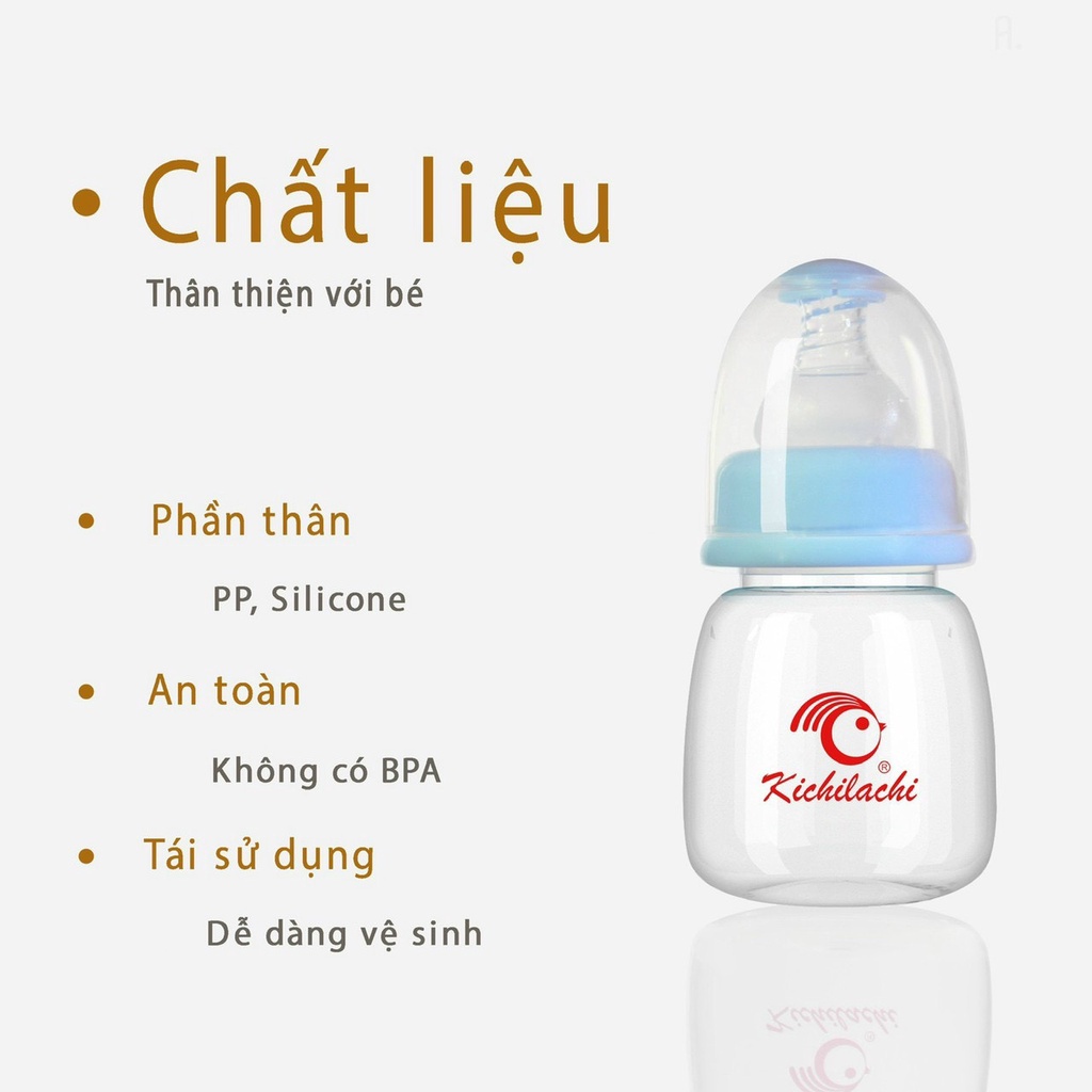 Bình Sữa Nhựa Cổ Hẹp 80ml Cho Bé Không Bpa Kichilachi