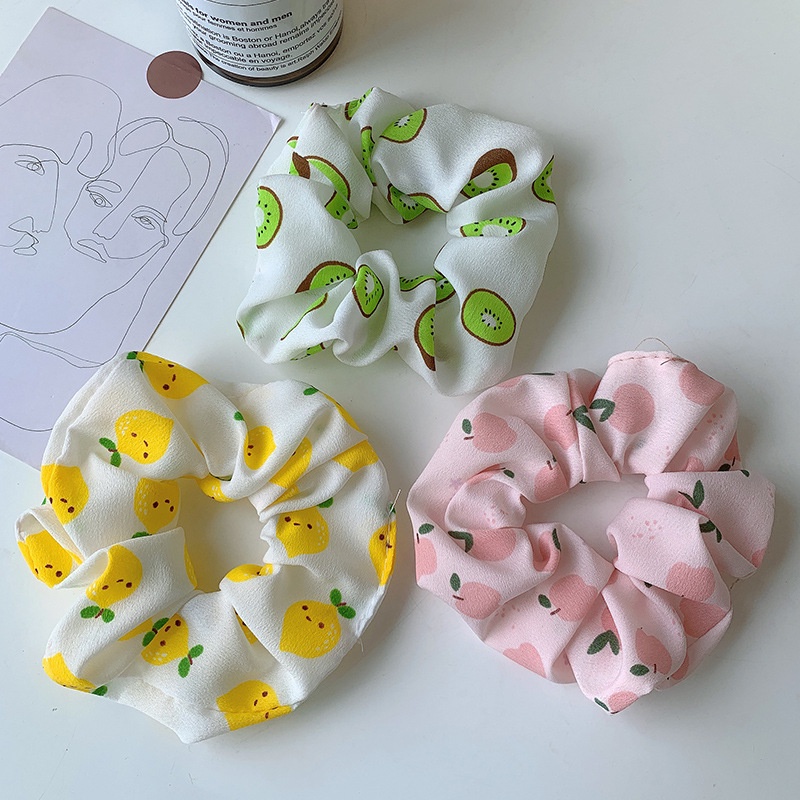 Dây Buộc Tóc Co Giãn Họa Tiết Trái Cây Dễ Thương Dành Cho Nữ